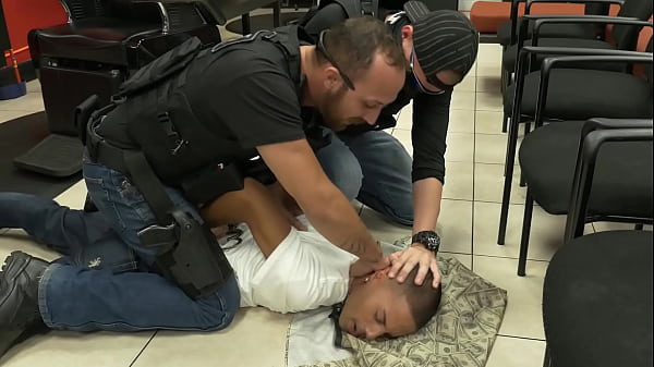 GAY PATROL – Five O Bust Into Barbershop And Shake Down Black Suspect