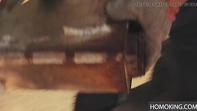 A hot day for two hot gay guys in the backyard