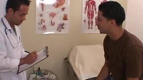 Doctor in gloves blows him