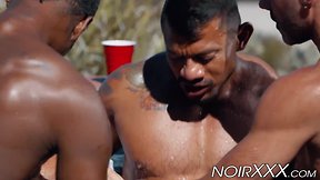 Erick diaz in an outdoor interracial anal foursome hot tub fucking