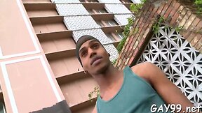 Pretty white gay man gets his anal stuffed by dark cock