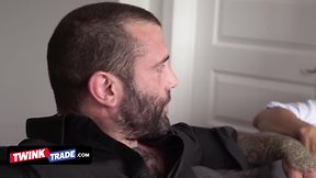 Twink boys get stuffed on couch by muscular stepdaddies