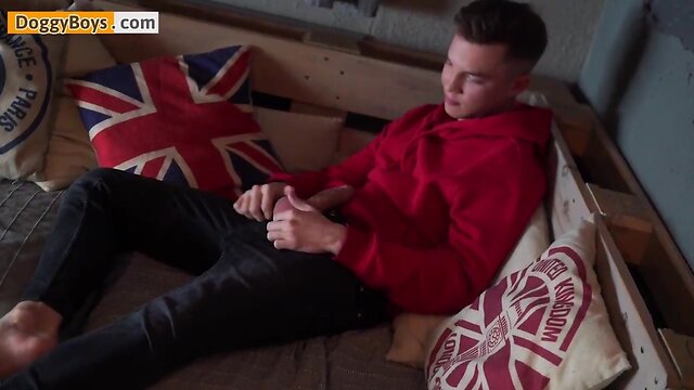 Adam holub pulls his giant-sized ripe balls and raging hard young twink boner out