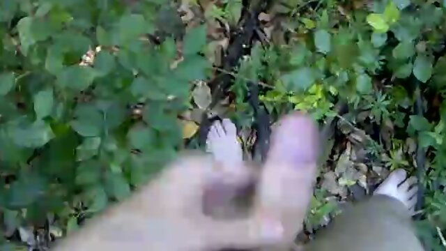 Jerking, moaning and shooting cum in the forest 2