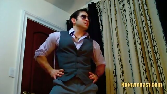 Cumming cock on hairy bearded muscle stud