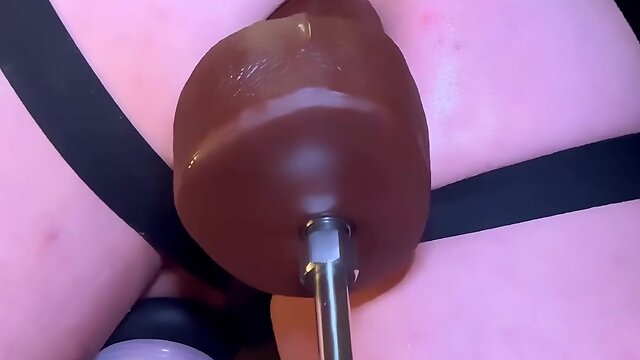 Femboy enjoys 13-inch monster black dildo deep penetration