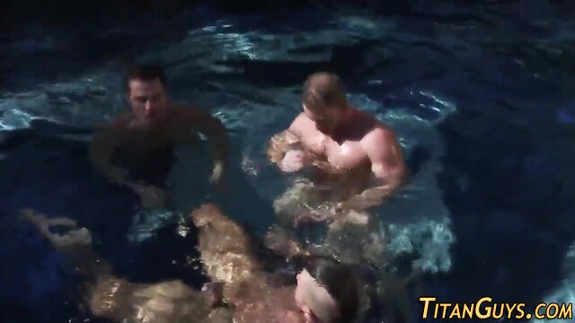 Buff gay threeway cum