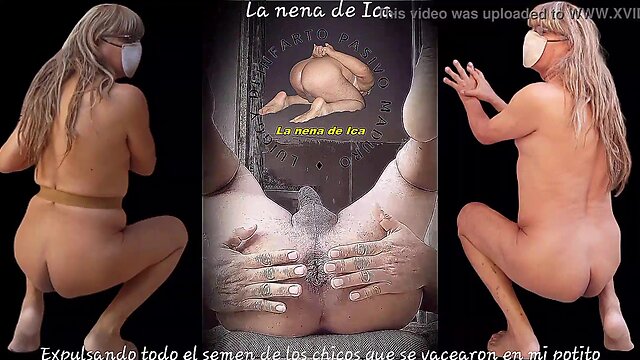 Expulsando todo el jizz que me dejaron por el triple que hice…