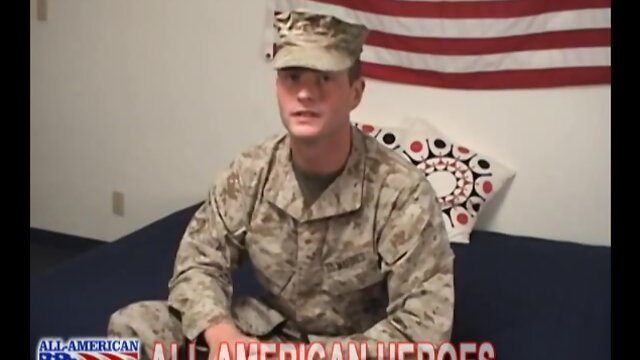 Military man jacks his cock