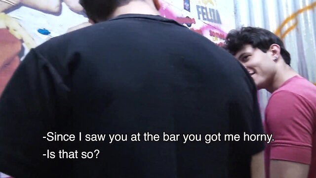 Latino bareback action: thirsty boy gets a taste of bartenders uncut cock in anal cumshot adventure